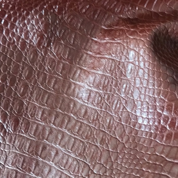 INC International Concepts brown faux croc embossed leather one shoulder top M - Picture 7 of 10